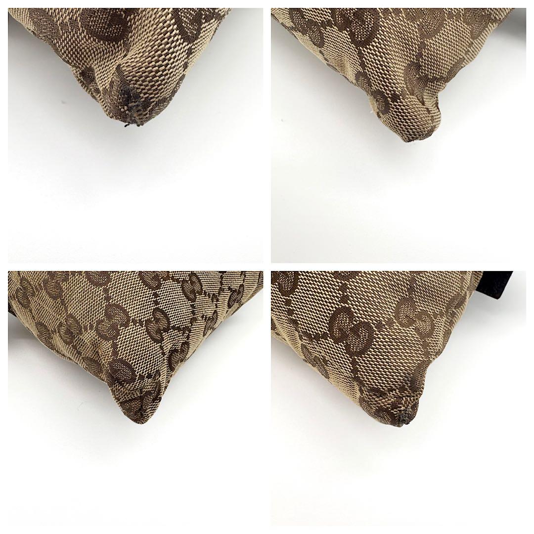 GUCCI　ウエストポーチ　GG柄　キャンバス　斜め掛け　クロスボディ　シルバー