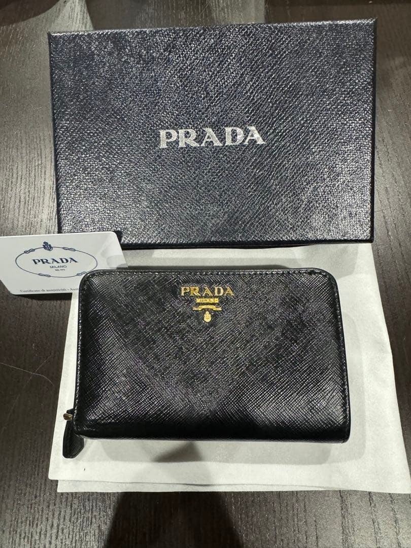 【中古】PRADA プラダ 二つ折り財布 1ML225 NERO