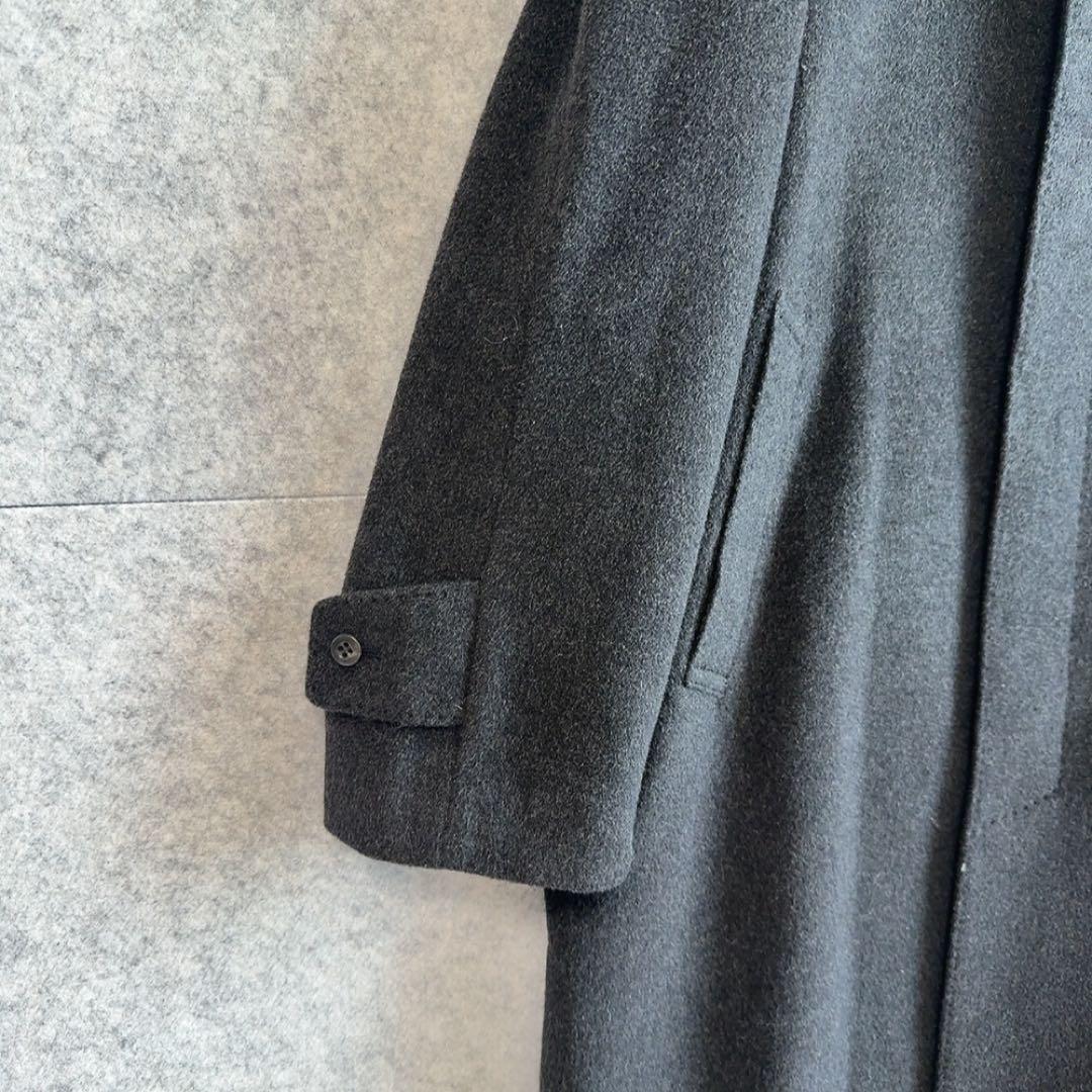 美品【カシミヤ100%】 比翼ボタン ステンカラーコート ウール 通勤 ビジネス