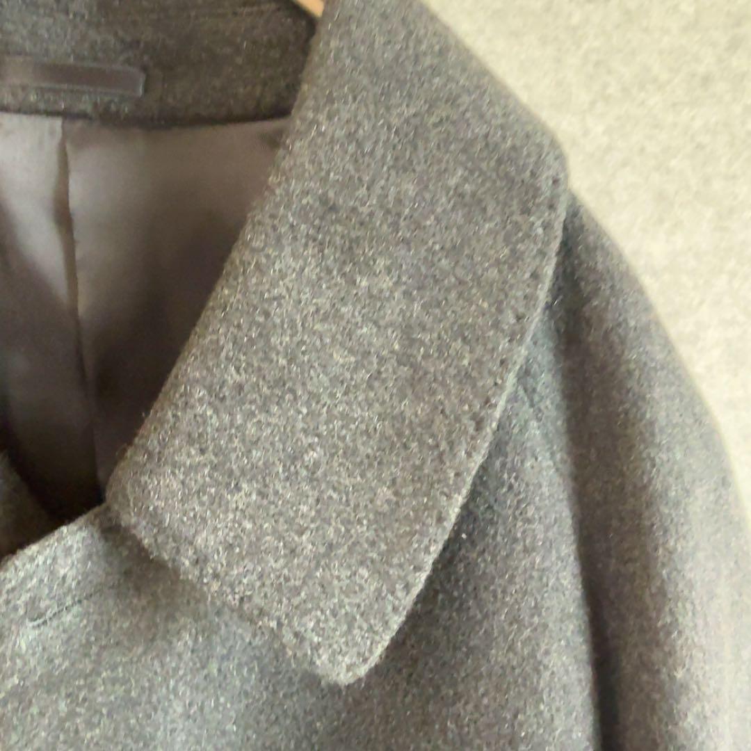 美品【カシミヤ100%】 比翼ボタン ステンカラーコート ウール 通勤 ビジネス
