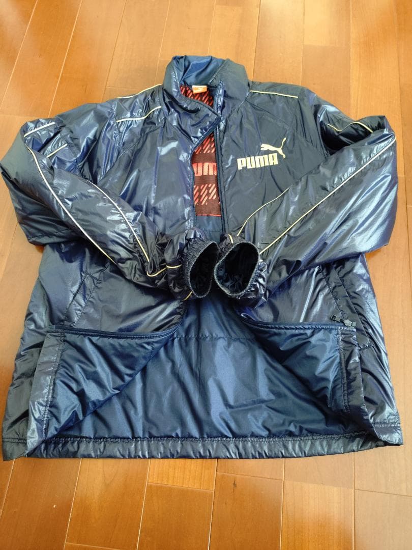超美品 PUMA ウインドブレーカー上下セット ネイビー 中綿防寒 Oサイズ