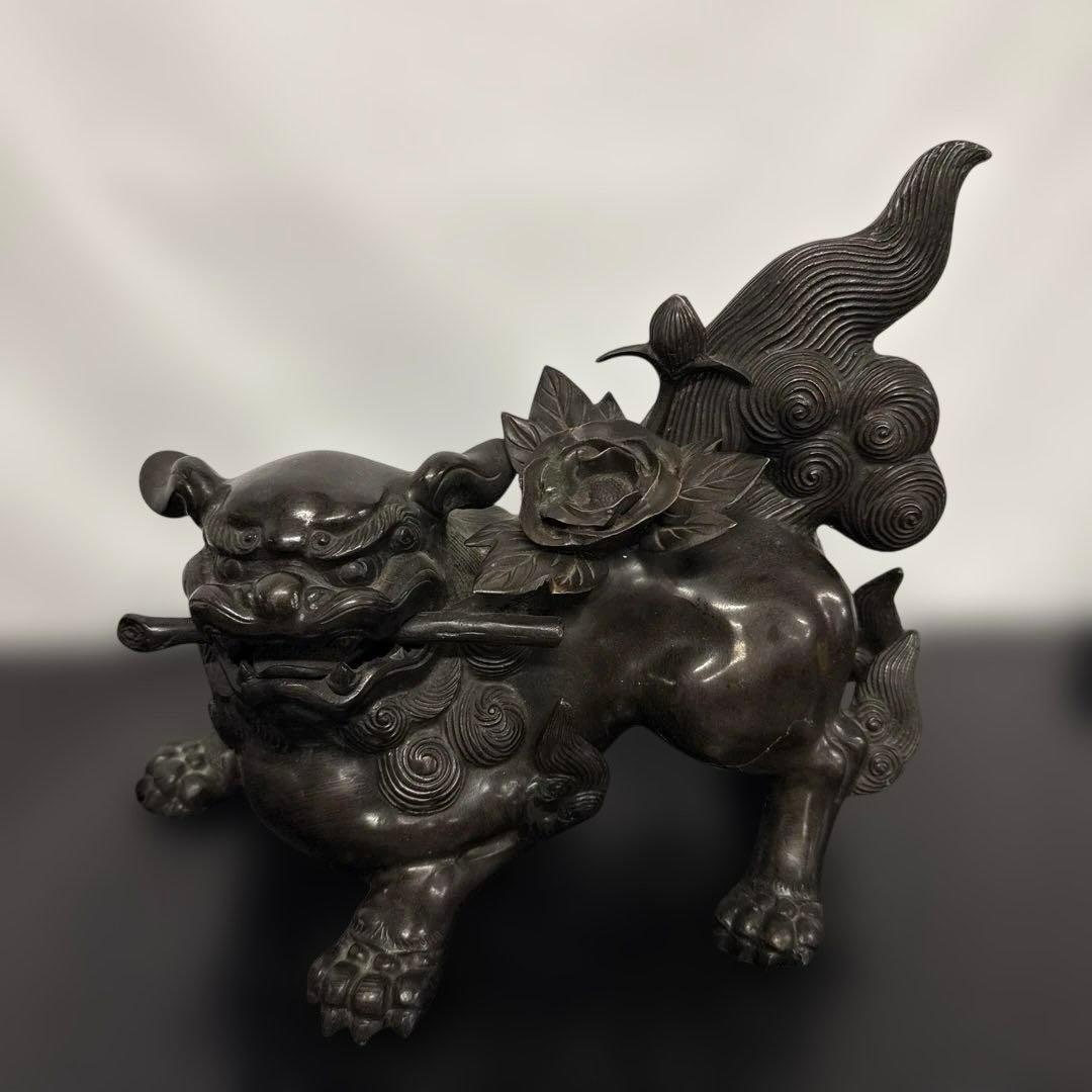 は*ま様 照雲　唐獅子牡丹　銅製　置物　縁起物