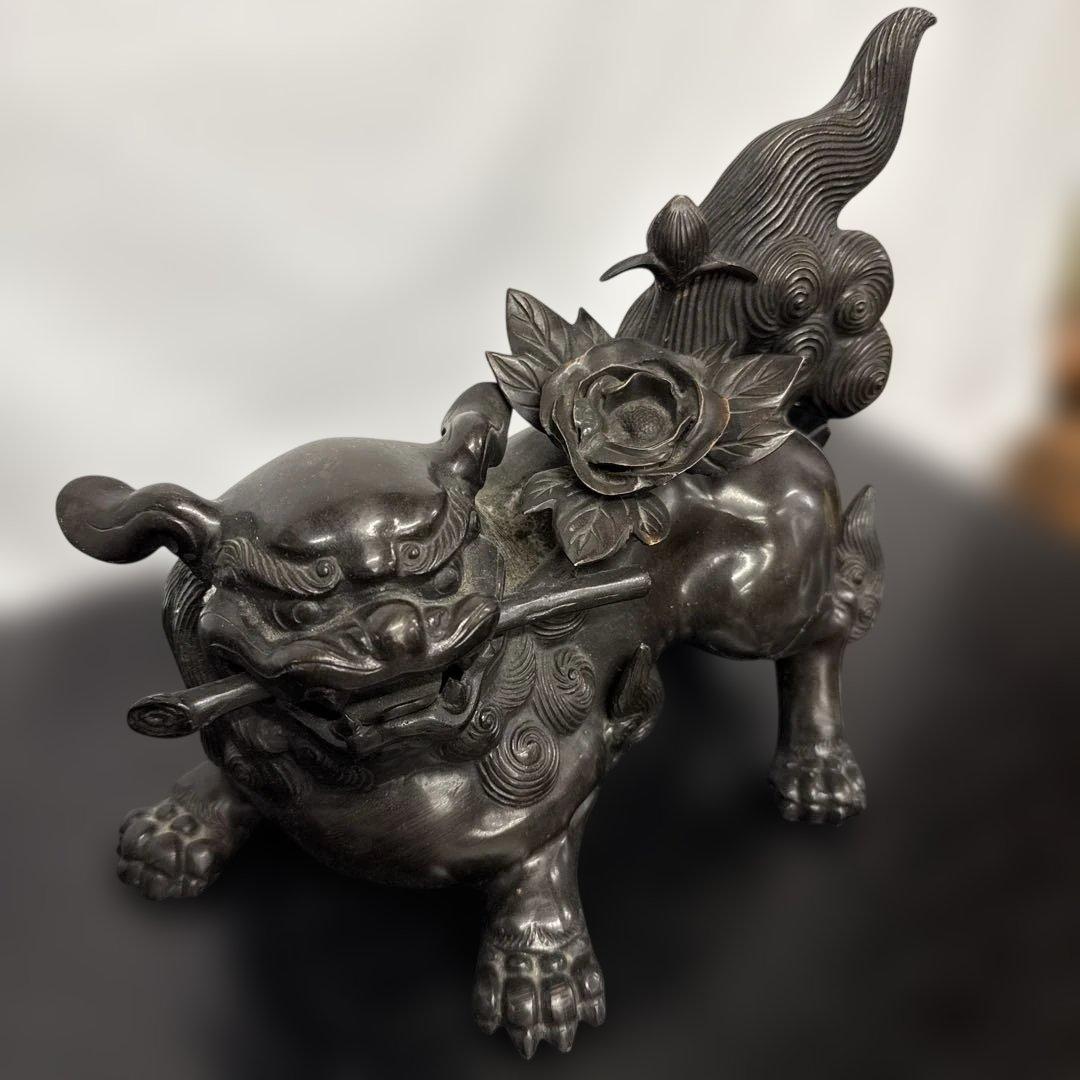 は*ま様 照雲　唐獅子牡丹　銅製　置物　縁起物