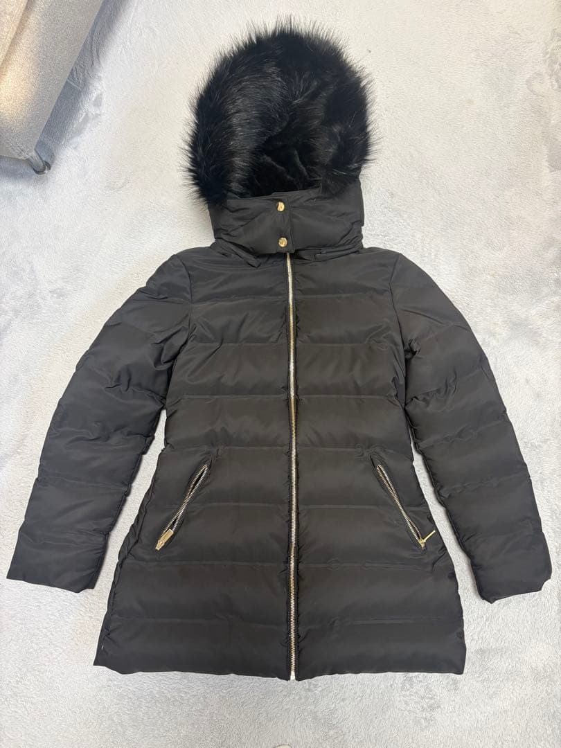 【週末限定】ZARA ダウンコート 黒 ファー付き フード L ロング 防寒