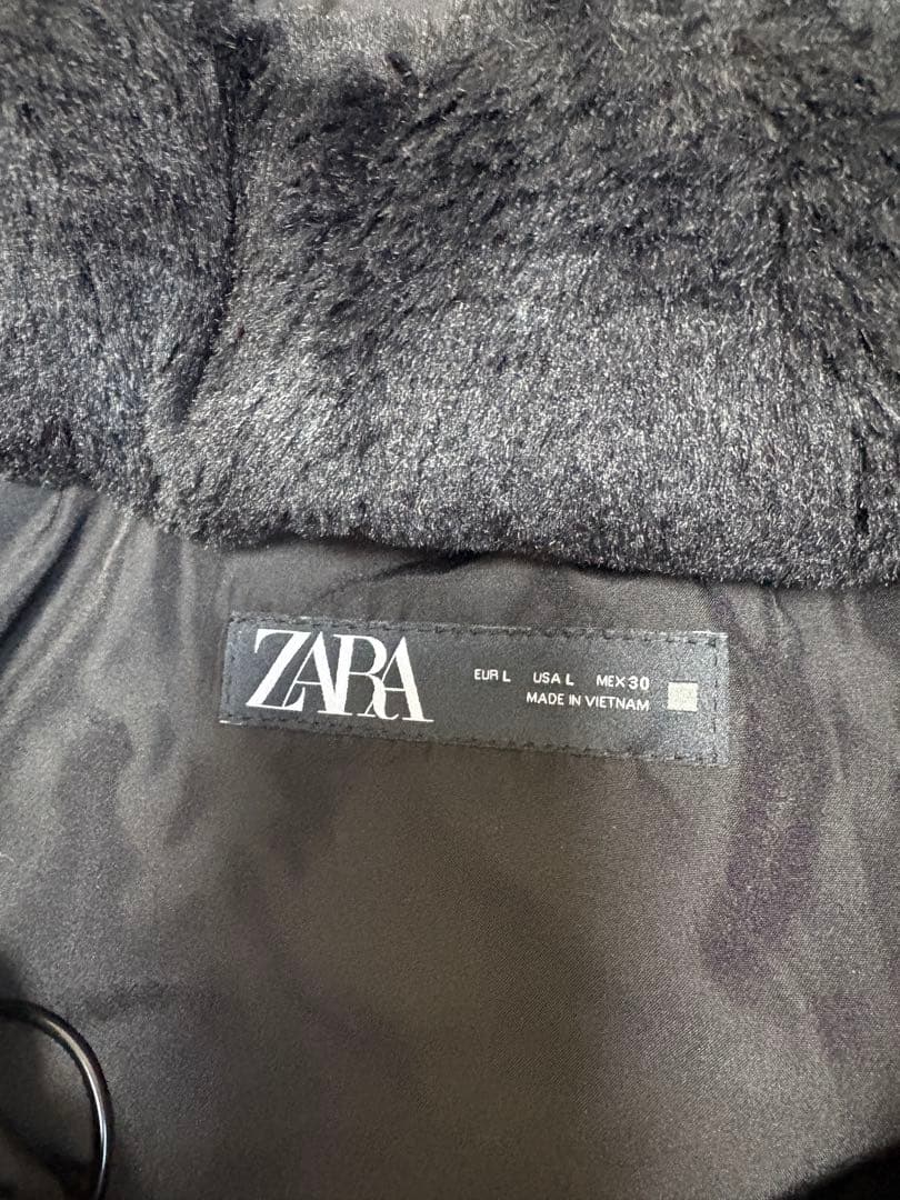 【週末限定】ZARA ダウンコート 黒 ファー付き フード L ロング 防寒