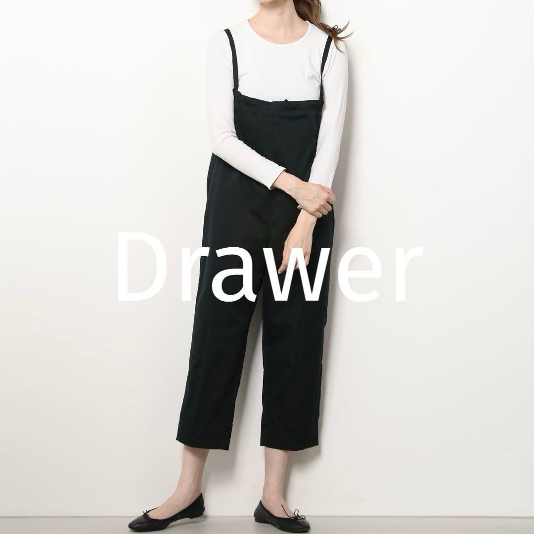 ドゥロワー Drawer コットンシルクオーバーオール　サロペット黒34