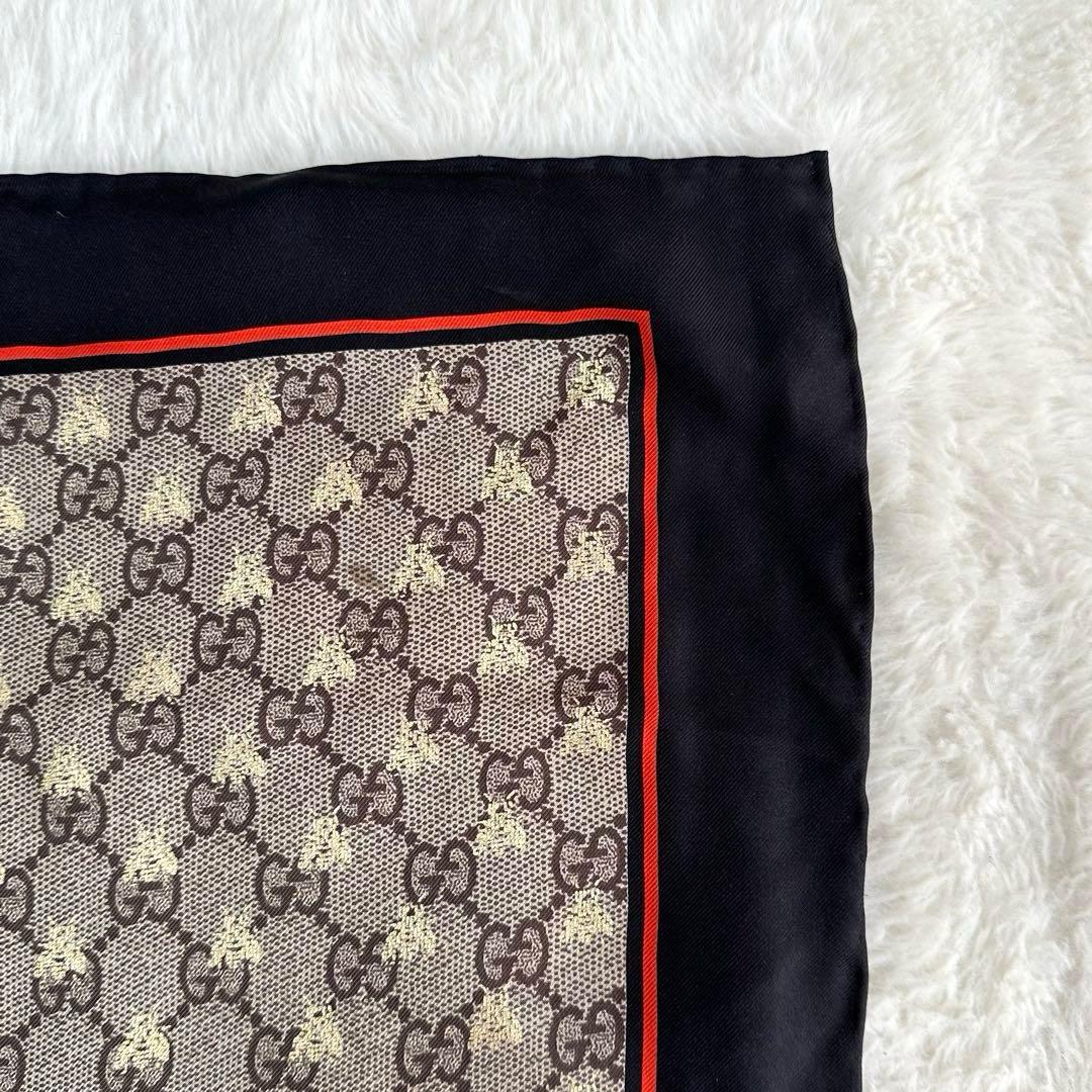 現行タグ✨GUCCI グッチ 大判スカーフ GG柄 ビー bee 総柄 シルク