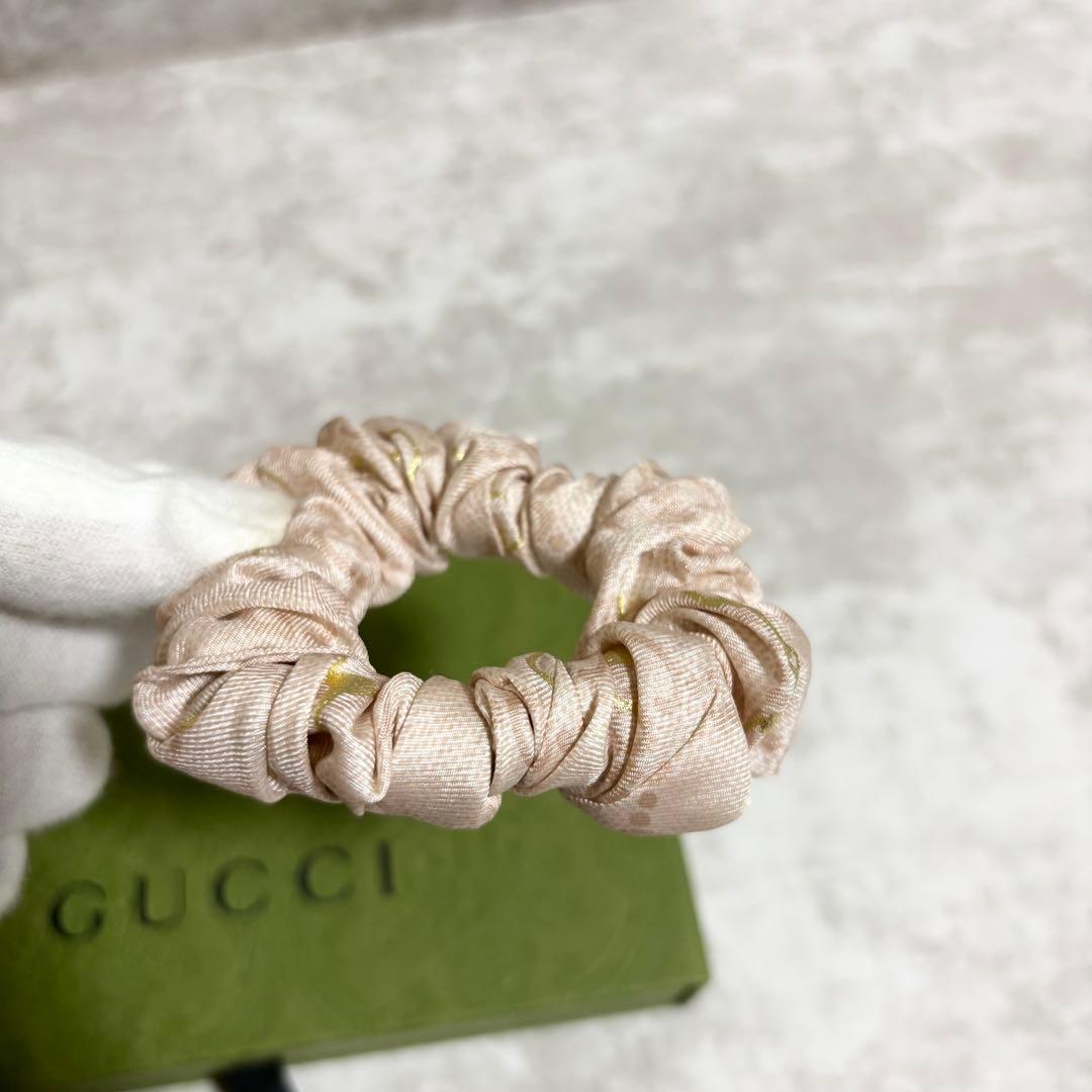 I195 GUCCI グッチ　シュシュ　セット　シルク 箱・保存袋付き　ピンク