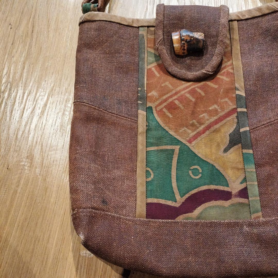 古布 酒袋 大漁旗柿渋染 トートバッグ