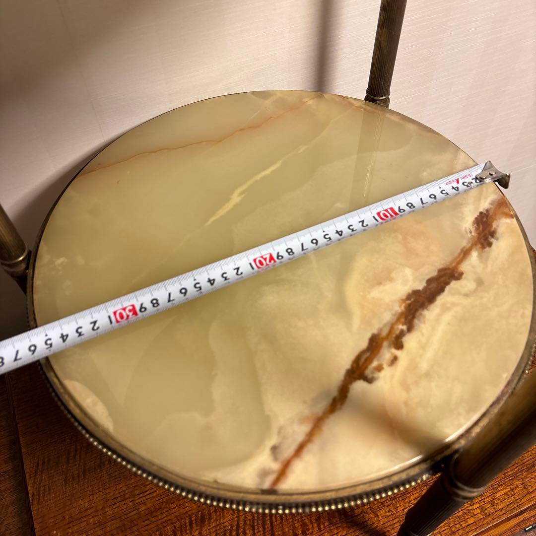 アンティーク家具 大理石 2段円形 サイドテーブル