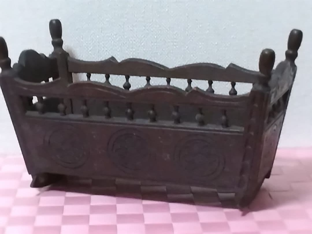 フランス アンティーク ブルターニュ 木製 ドールベッド