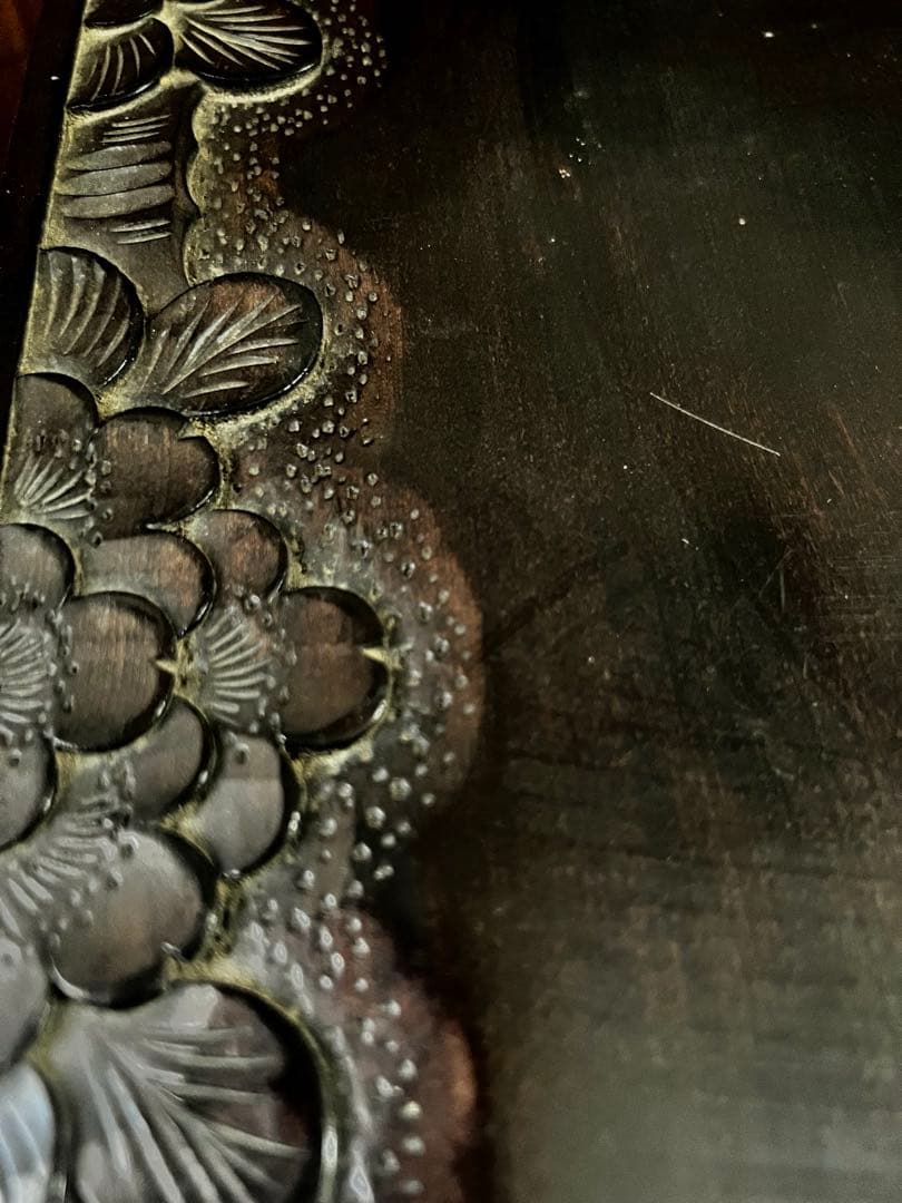 時代古木 希少 高級 軽井沢彫り 伝統職人技 花台 香台 盆栽台