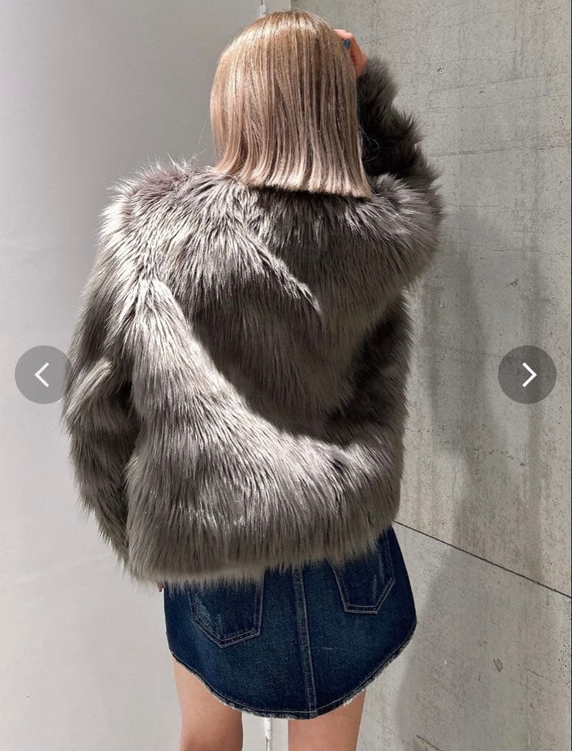 GYDA レイヤードエコファーライダースジャケット グレー ジェイダ