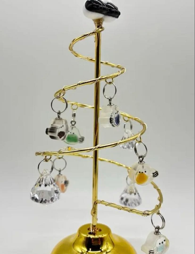 天然石　シマエナガクリスマスツリー　常夜灯