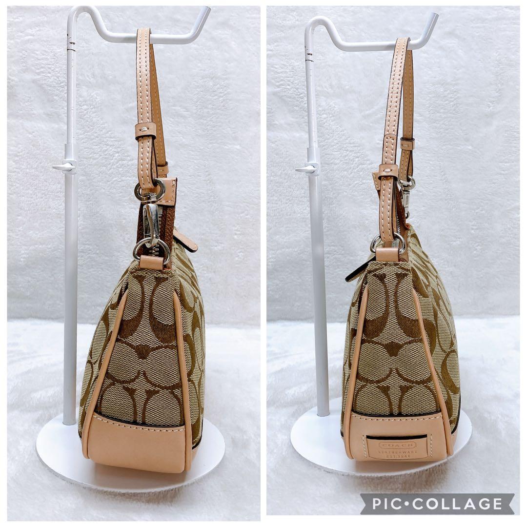 ✨極美品✨COACH アクセサリーポーチ ハンドバッグ シグネチャー ブラウン