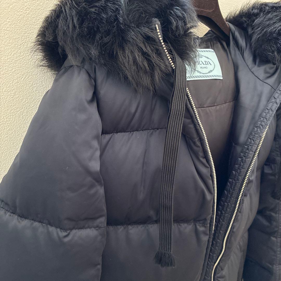 プラダ　ダウン　コート　29P117 正規品　フード　岡部あゆみ　濃紺　ファー