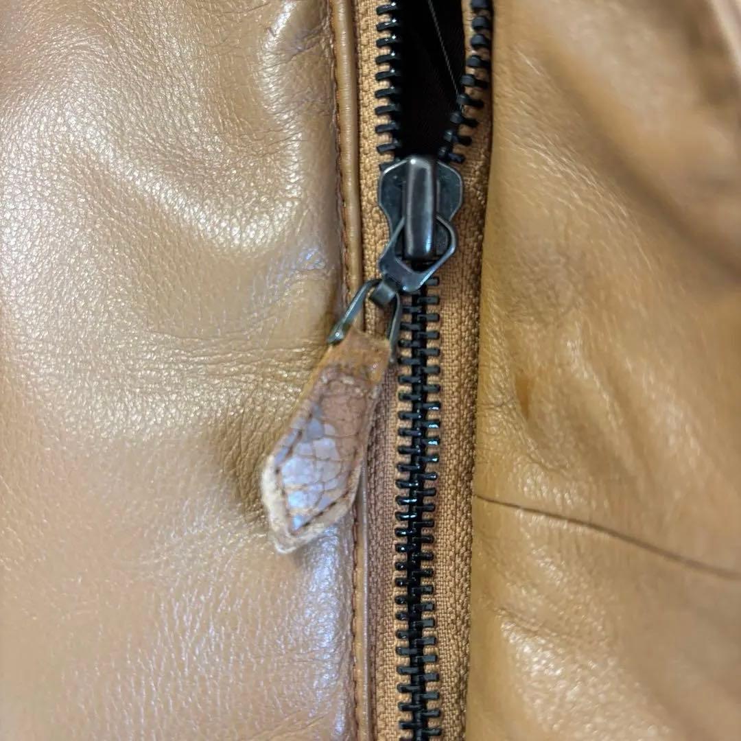 本革 レザーダウンジャケット 　ジャンパー　牛革　キャメル　LLサイズ