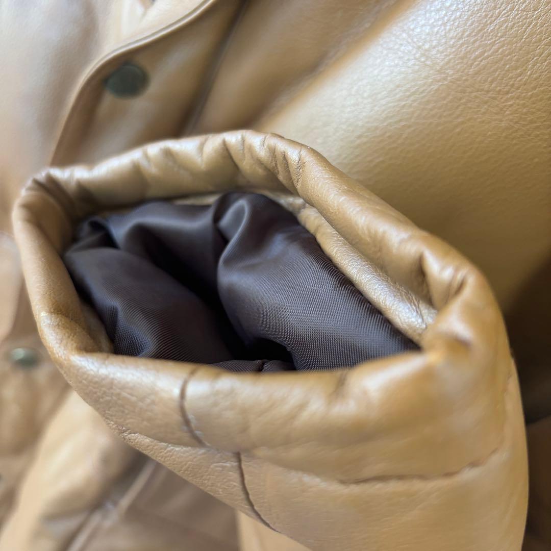 本革 レザーダウンジャケット 　ジャンパー　牛革　キャメル　LLサイズ