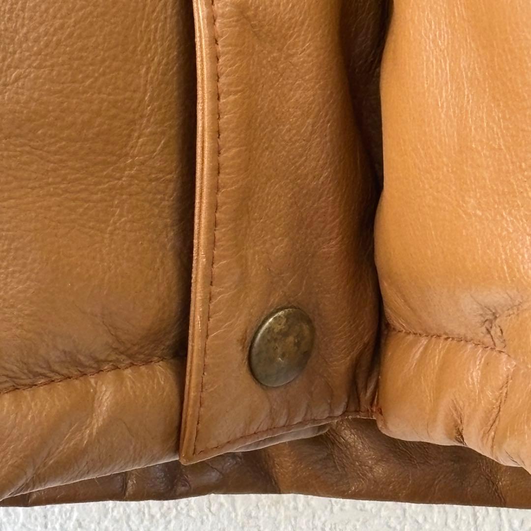 本革 レザーダウンジャケット 　ジャンパー　牛革　キャメル　LLサイズ