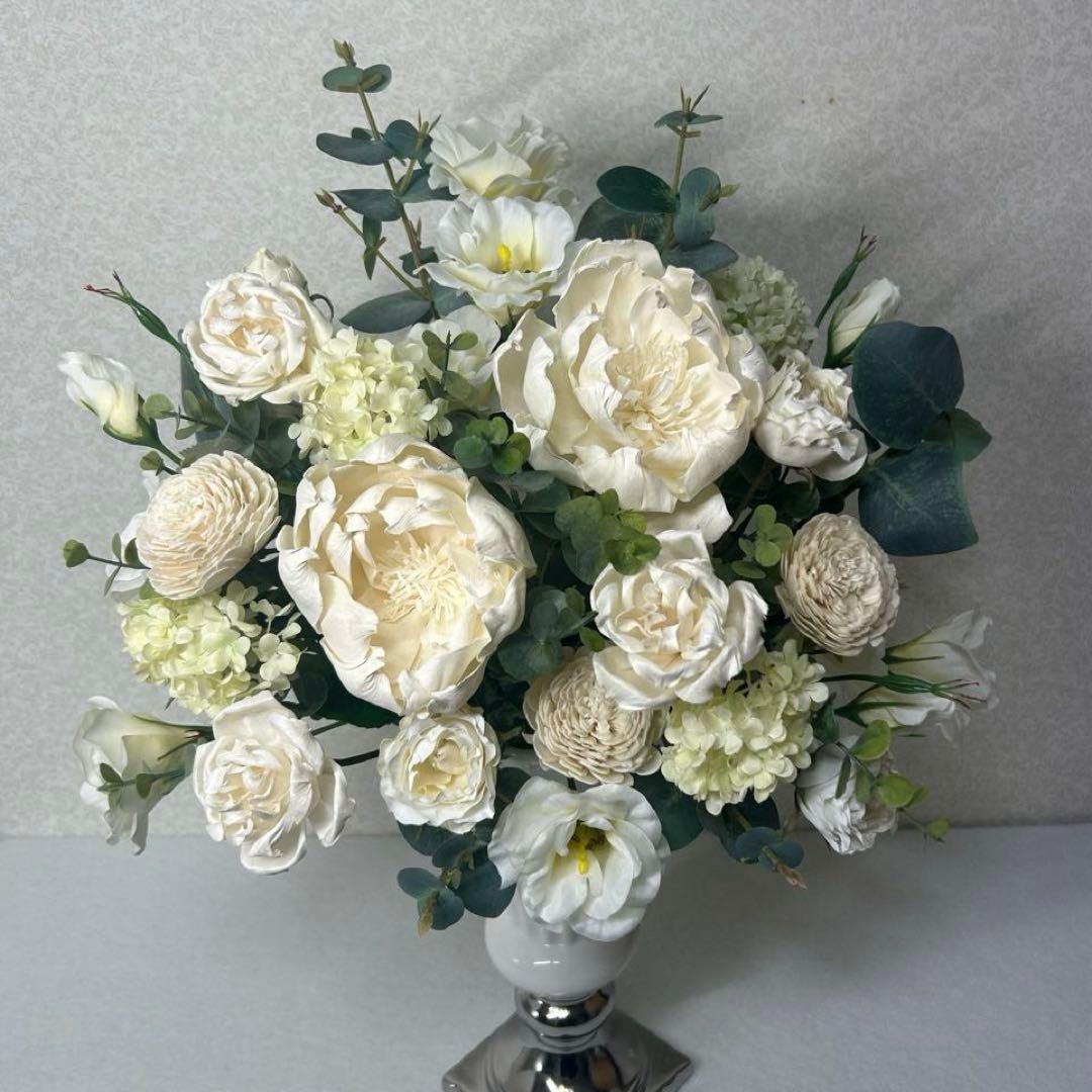 clover-green ⭐︎造花アレンジ 白 グリーン　高さ約50cm