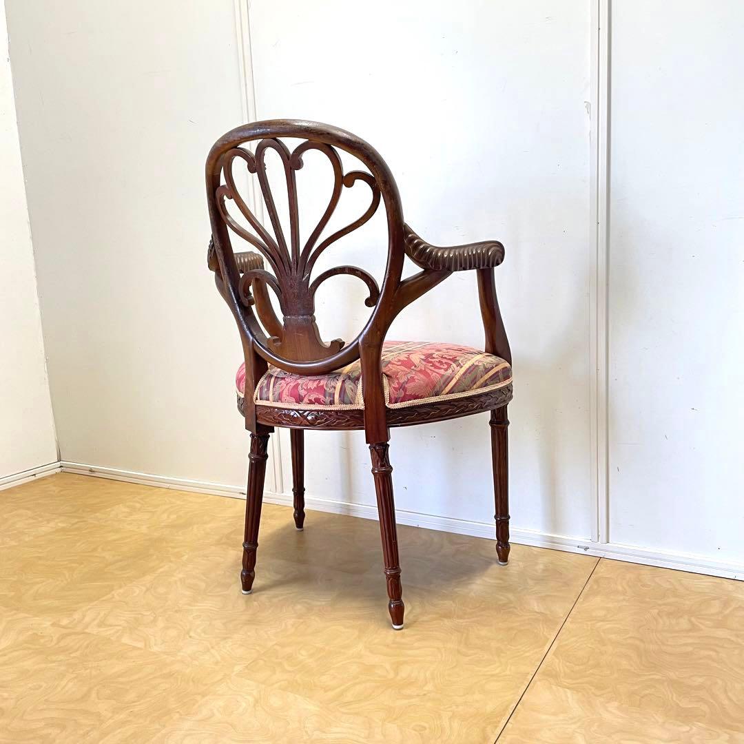 豪華 彫刻アームチェア① アンティーク調 ダイニングチェア チェア 椅子 イス
