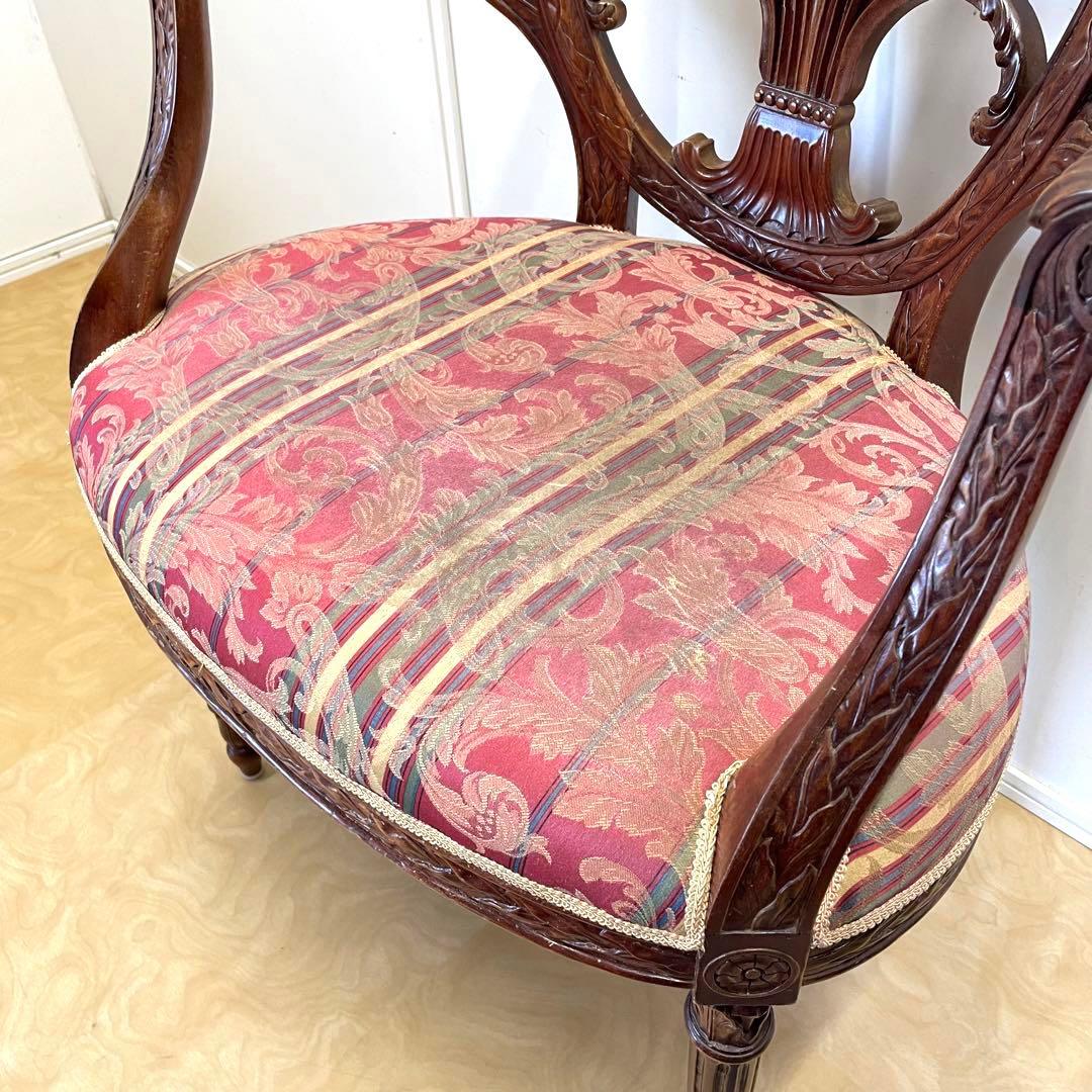 豪華 彫刻アームチェア① アンティーク調 ダイニングチェア チェア 椅子 イス