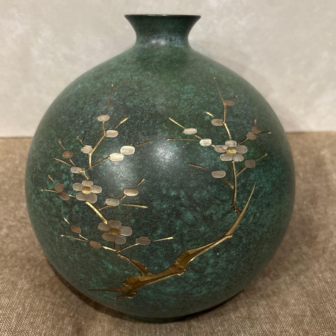 梅　玉寿　高岡銅器　彫金細工　ブロンズ