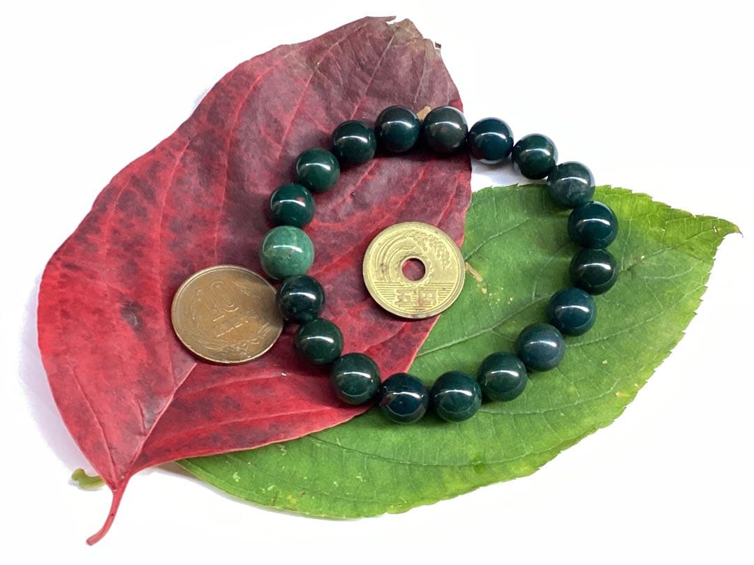 サックスブルー*出雲石ブレスレット 濃厚青緑 *希少色【碧玉】16cm 本物保証