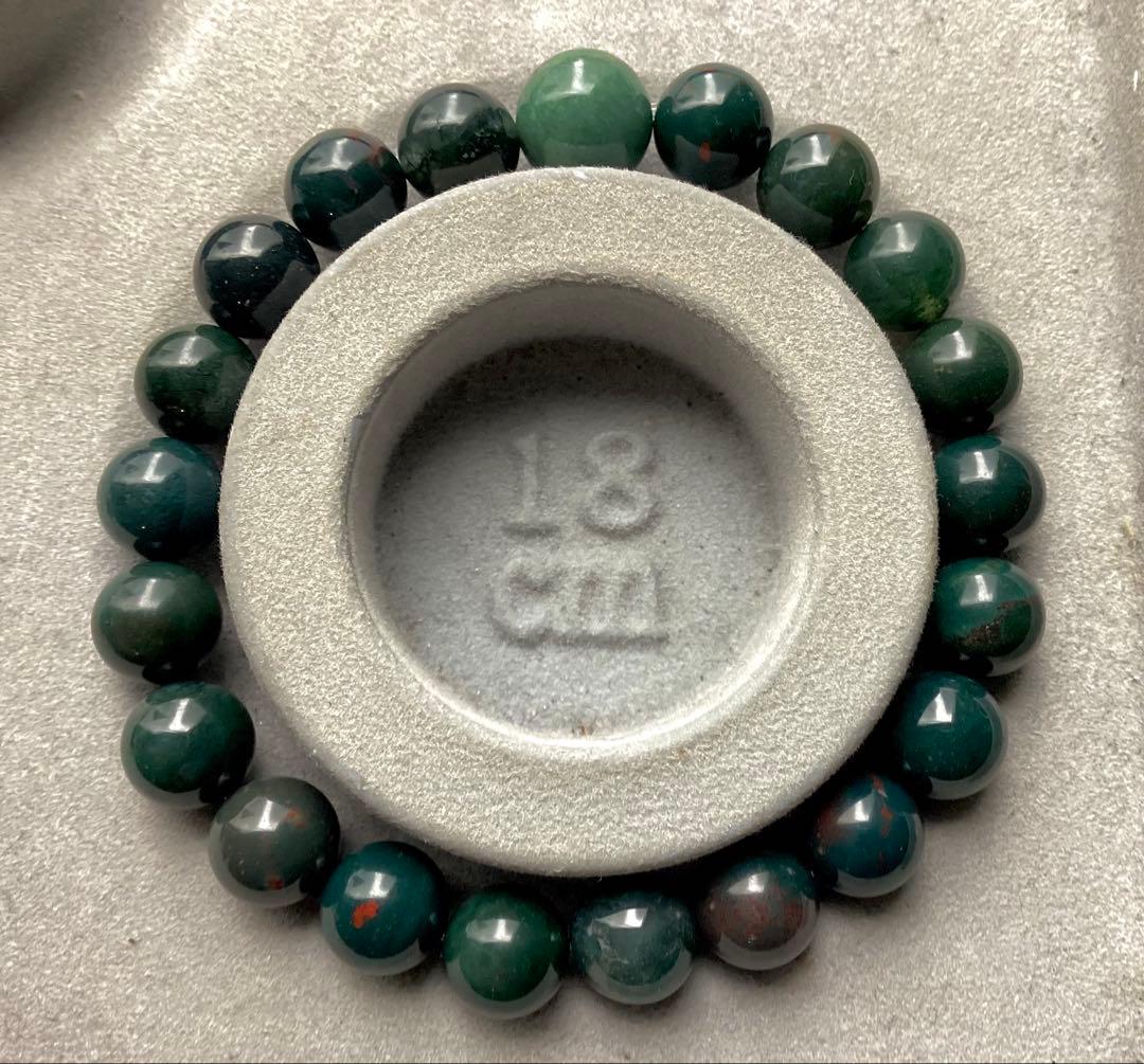 サックスブルー*出雲石ブレスレット 濃厚青緑 *希少色【碧玉】16cm 本物保証