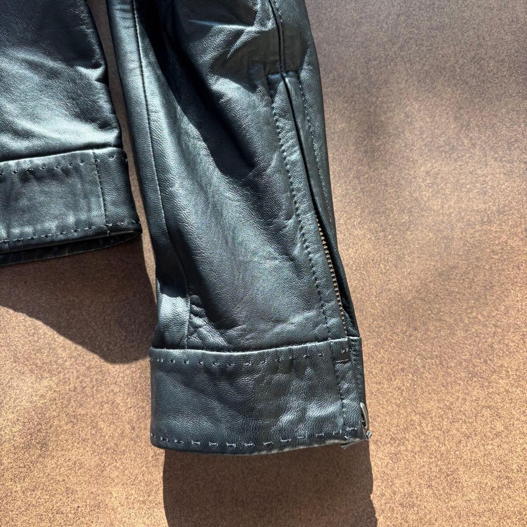 新品 UNTITLED アンタイトル レザージャケット ラム ノーカラー 黒