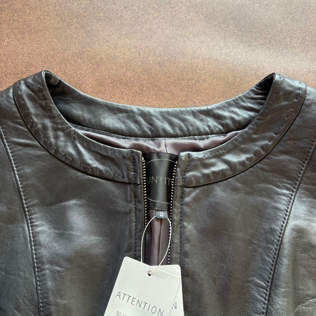 新品 UNTITLED アンタイトル レザージャケット ラム ノーカラー 黒