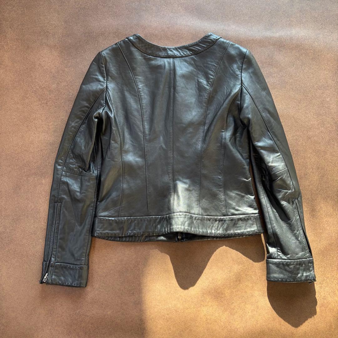 新品 UNTITLED アンタイトル レザージャケット ラム ノーカラー 黒