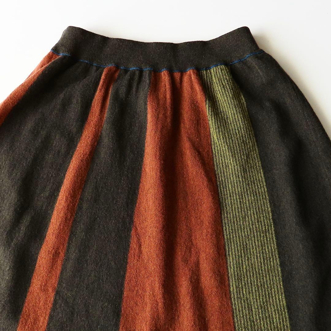 よそおい掲載 パラスパレス フレアニットスカート 0 マルチストライプ