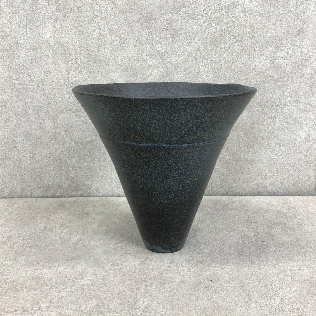 花器 延美 高さ約20cm 池坊 灰青色 生花 立花 華道 フラワーベース