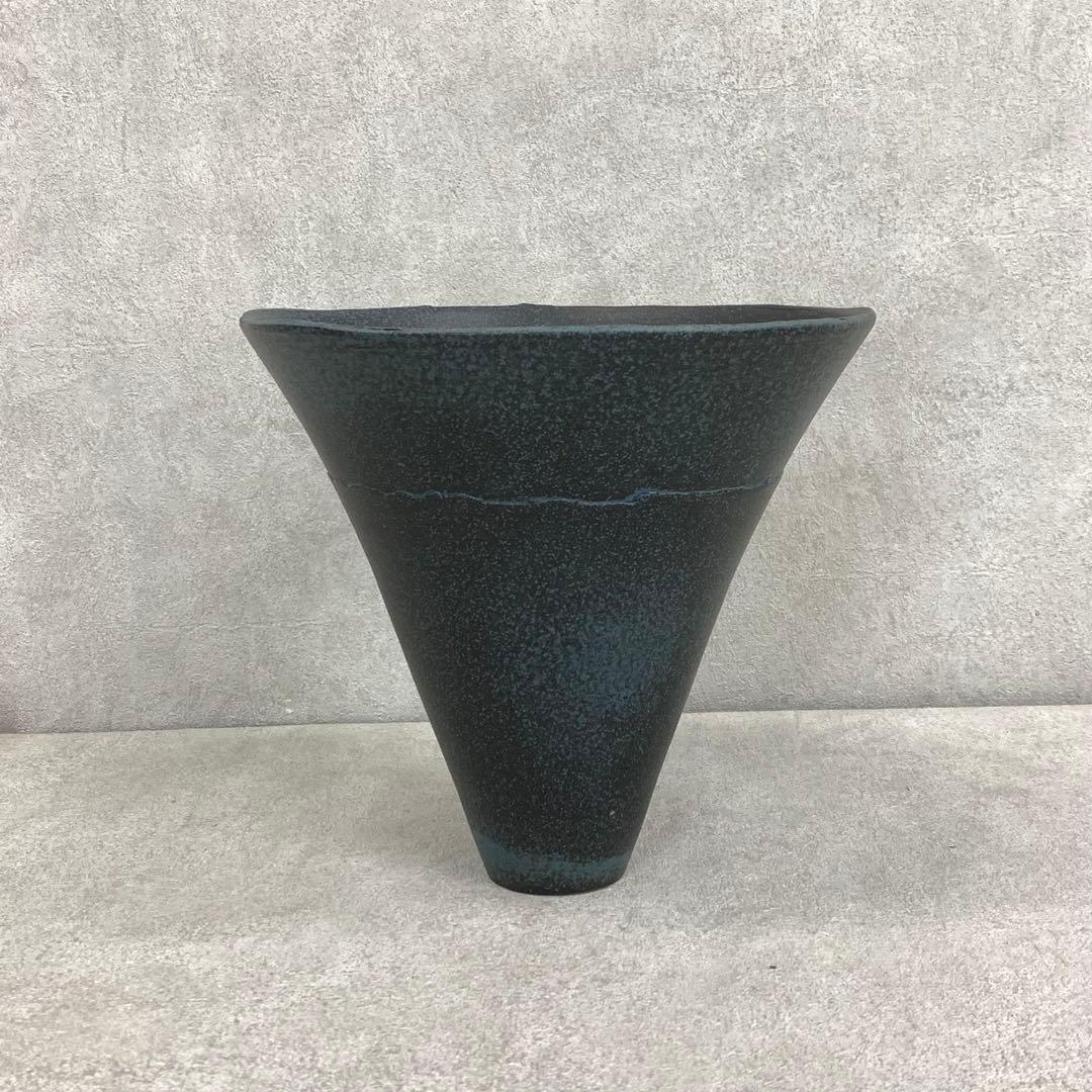 花器 延美 高さ約20cm 池坊 灰青色 生花 立花 華道 フラワーベース