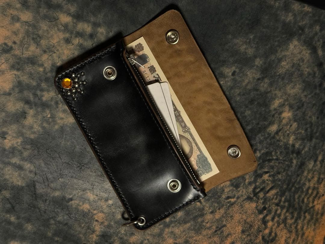 1点限定!MARYAM社ホースバット スタッズ付トラッカーウォレット＋キーホルダ