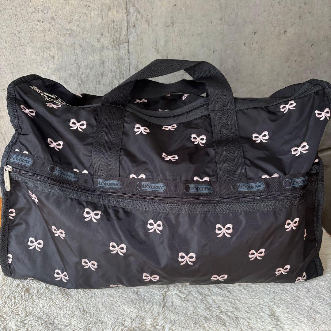 【美品】レスポートサック ボストンバッグ 大容量2way リボン　ショルダー