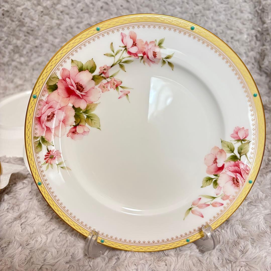 ノリタケ　ハートフォード　６点セット　プレート　スープ皿　金彩　花柄　ピンク