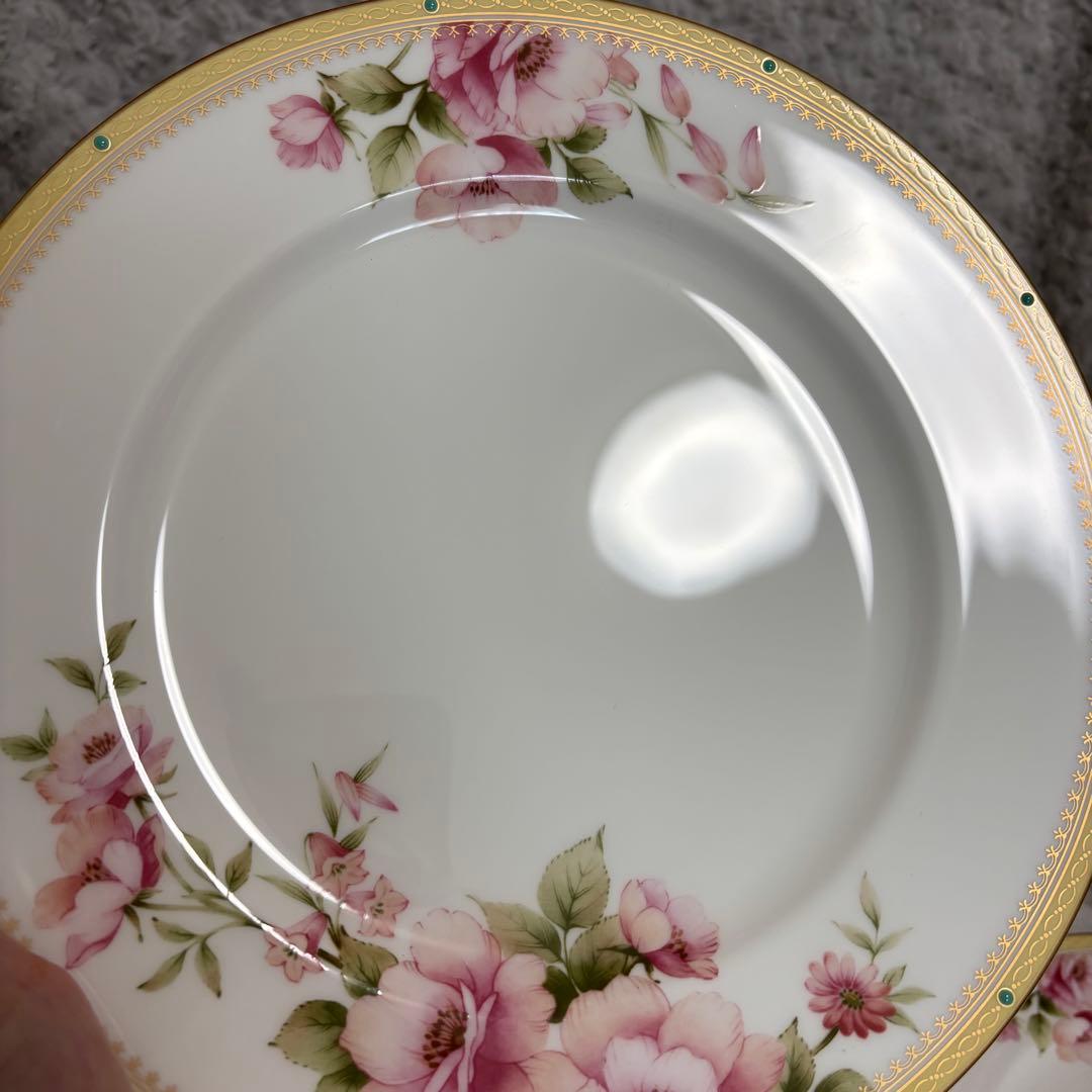 ノリタケ　ハートフォード　６点セット　プレート　スープ皿　金彩　花柄　ピンク