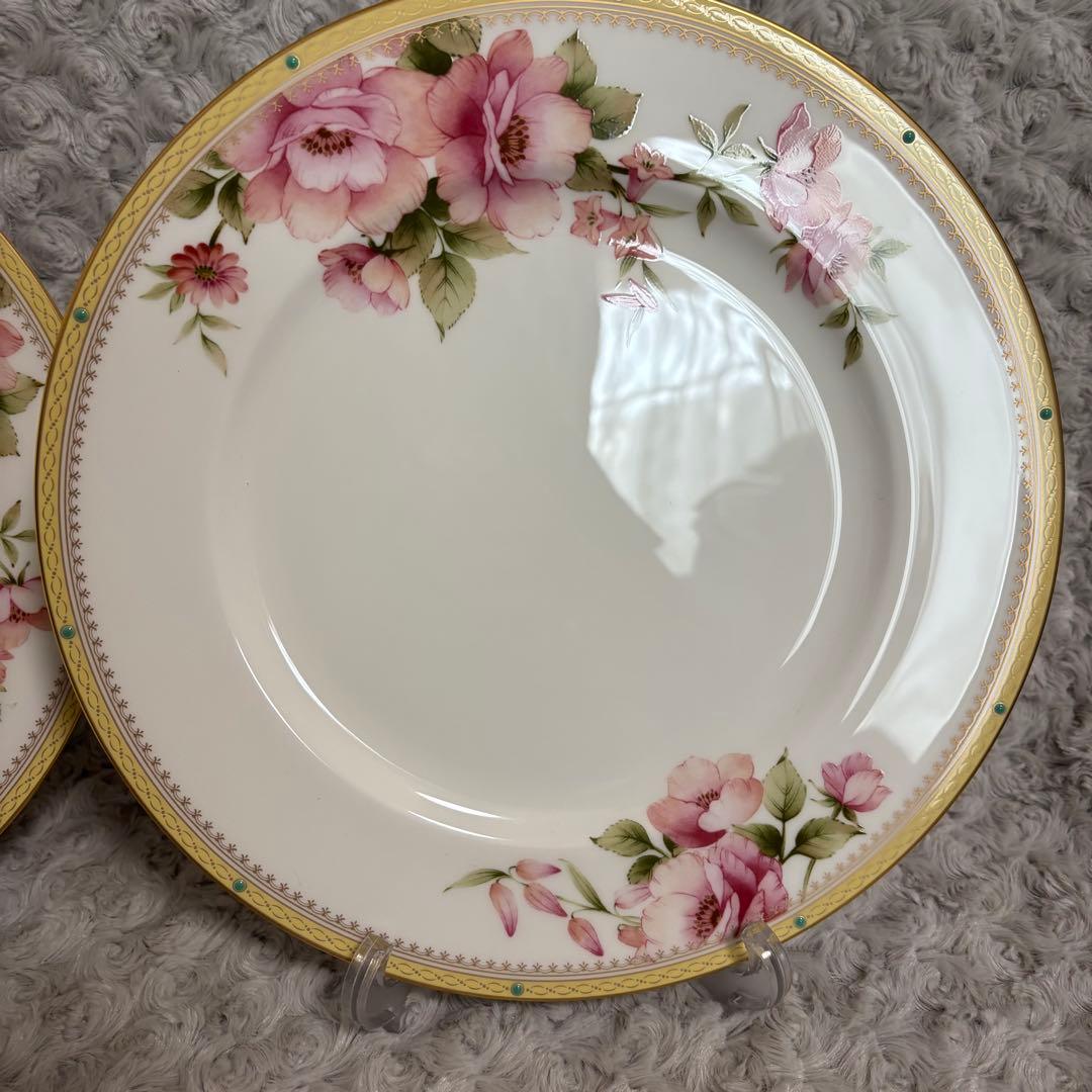 ノリタケ　ハートフォード　６点セット　プレート　スープ皿　金彩　花柄　ピンク