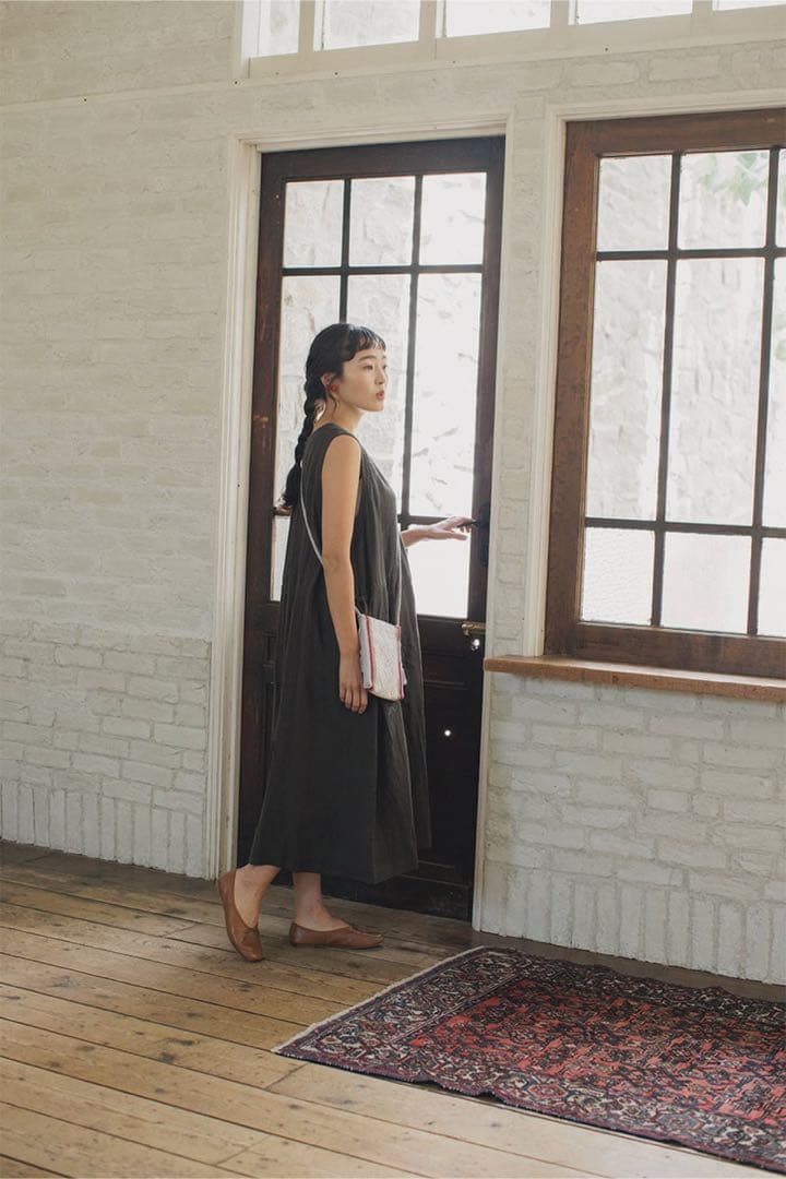 ネストローブ nest Robe 清水みさと グレー ノースリーブ　ワンピース