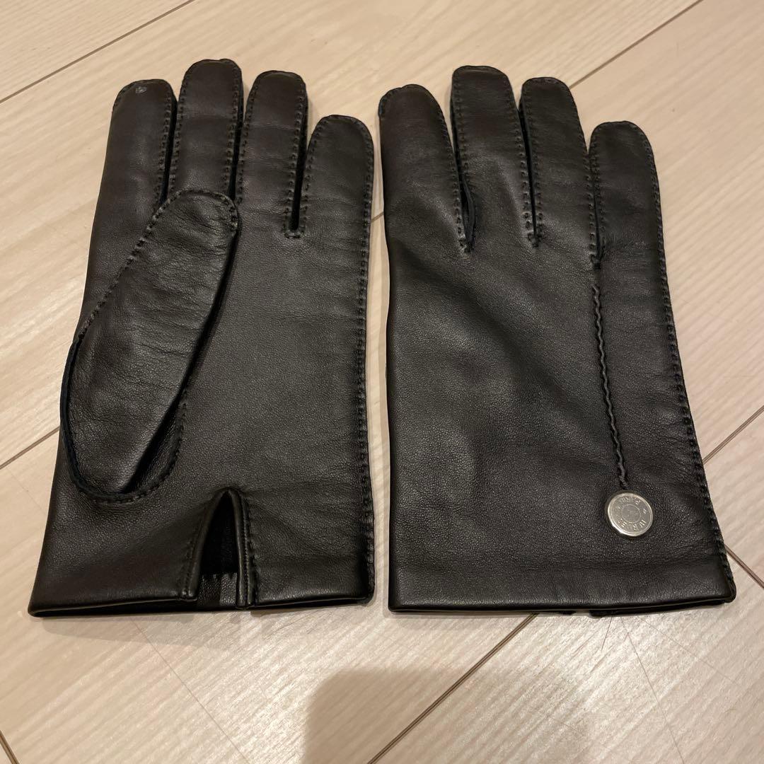未使用　HERMES 黒　レザー　手袋 7.5