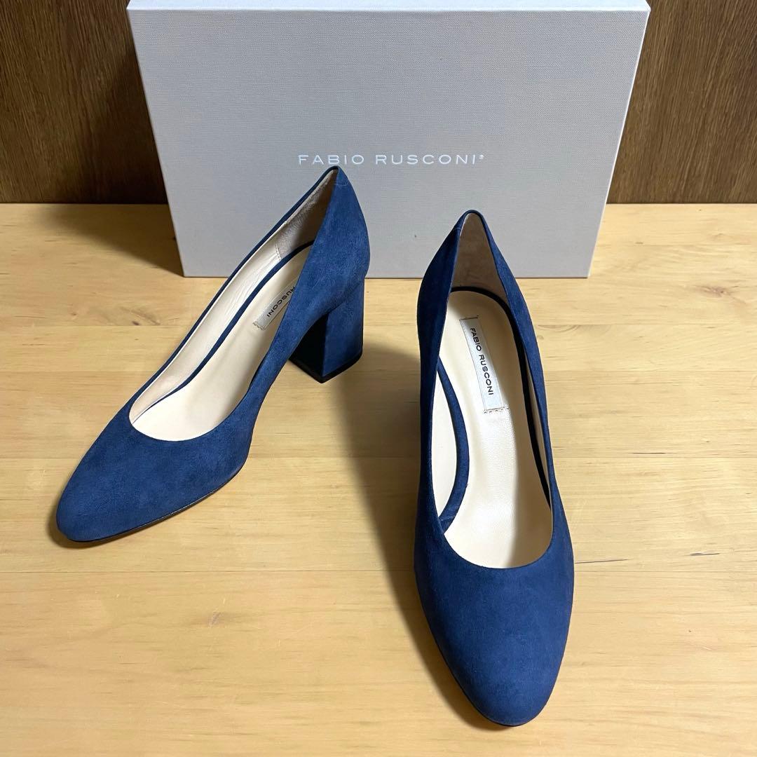 新品未使用　ファビオルスコーニ スエード　パンプス　ネイビー　ブルー　22.5