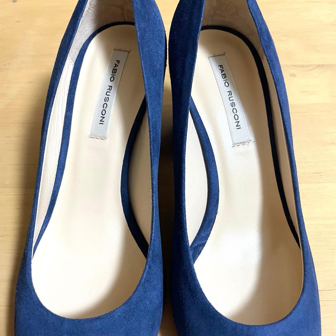 新品未使用　ファビオルスコーニ スエード　パンプス　ネイビー　ブルー　22.5