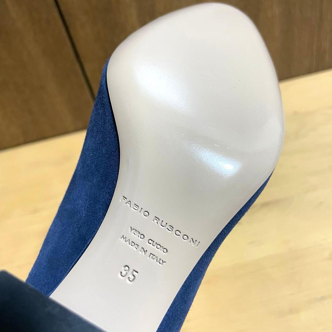 新品未使用　ファビオルスコーニ スエード　パンプス　ネイビー　ブルー　22.5