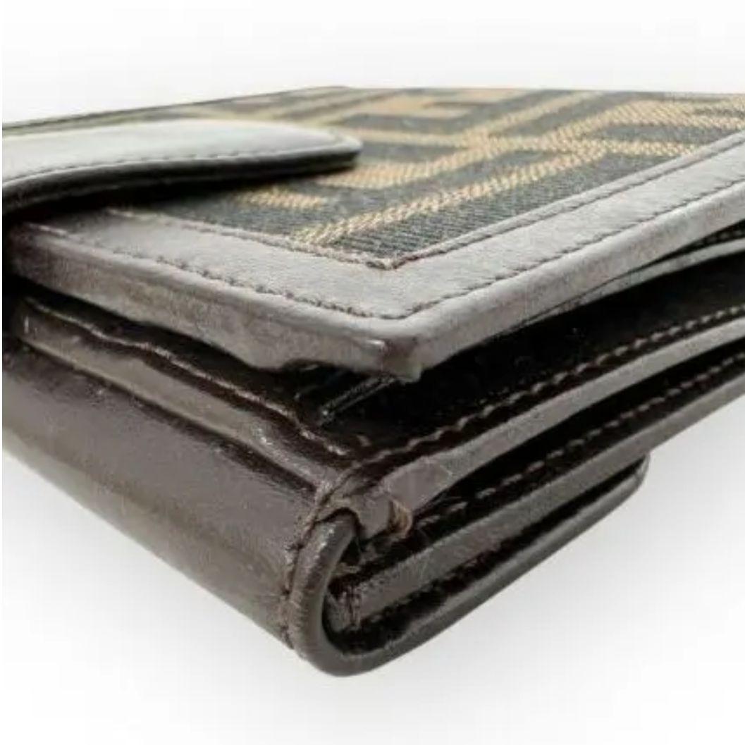 【希少/美品】FENDI フェンディ ズッカ柄 FFロゴ 二つ折り財布 元箱付き