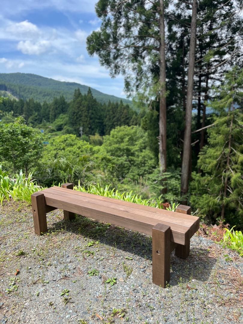どっしり無垢の140cmフラワーガーデンベンチ 庭 木製