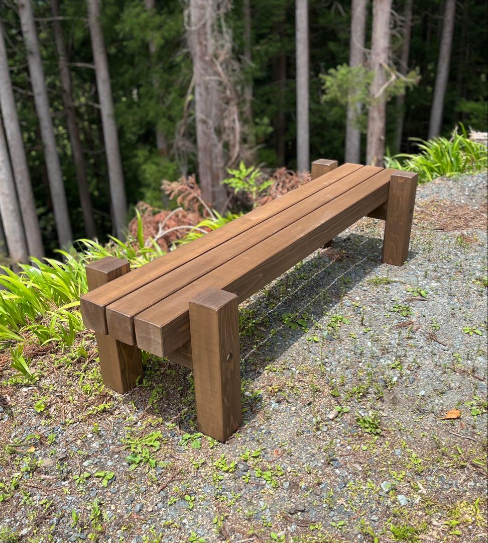 どっしり無垢の140cmフラワーガーデンベンチ 庭 木製