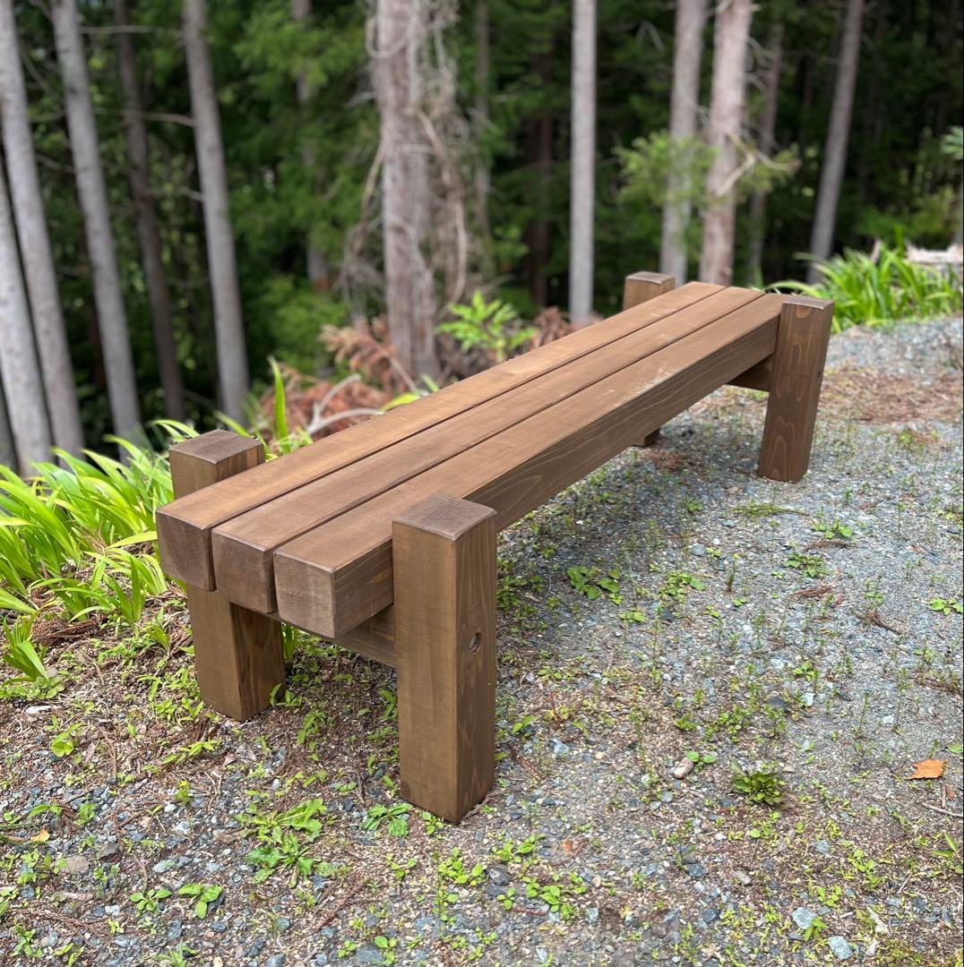 どっしり無垢の140cmフラワーガーデンベンチ 庭 木製