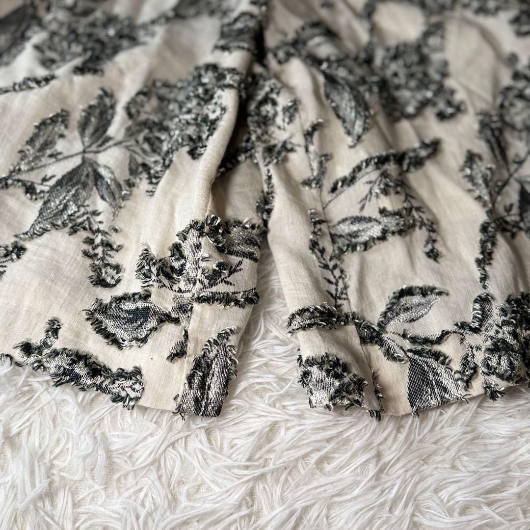 BEARDSLEY ビアズリー フリンジカットジャガード スカートパンツ花柄 F